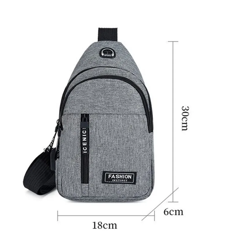 Mens Messenger Bag Multipurpose Chest Pack Waterproof Crossbody Bag with Earphone Hole Anti-theft Chest Pack Shoulder Bag Men Sports Accessories