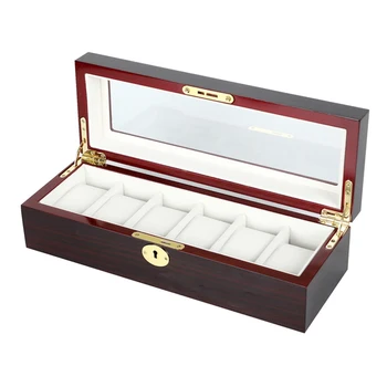 

6 10 12 Slot / Grid Watch Box Velvet Wooden Display Container Storage Holder Travel Organizer Case Gift With Tassel Key