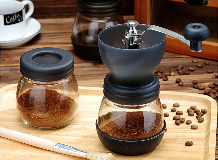 Ручная кофемолка с баком для хранения мягкая щетка коническая керамическая заусенца тихий портативный кофейное оборудование WF911215