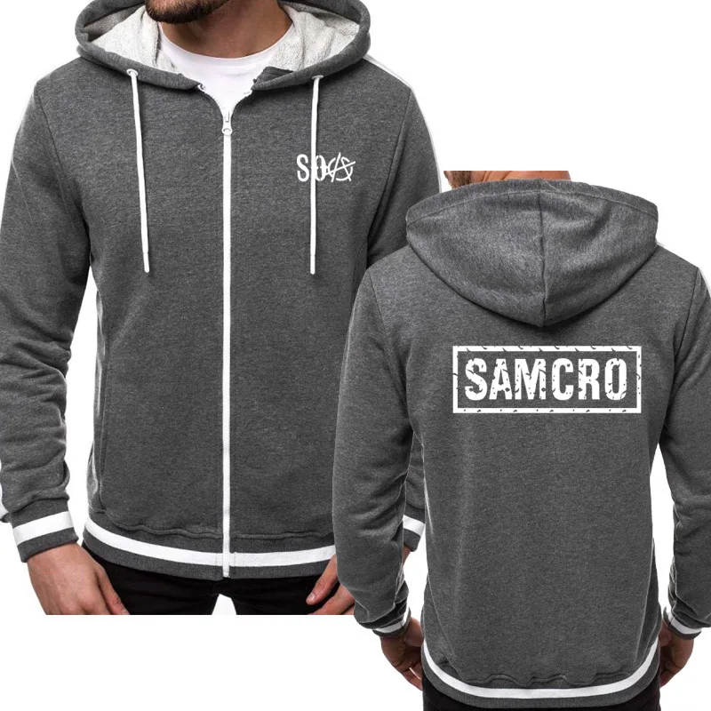 Мужская спортивная куртка на молнии SOA Sons of anarchi; детская модная повседневная толстовка для мальчиков; Флисовая теплая толстовка в стиле хип-хоп - Цвет: Темно-серый