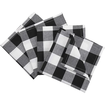 

Cotton Oversized Basic Towel for Everyday Placement, Farmhouse Decoration, Family Dinner, Barbecue and Festive, Black and White