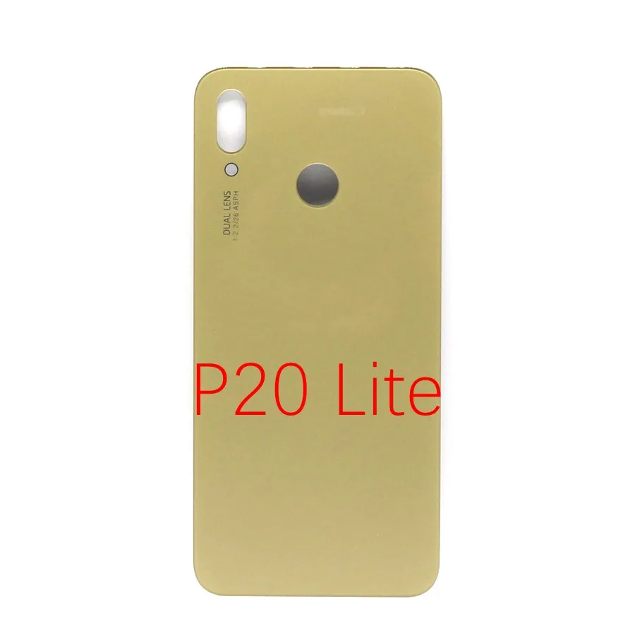 Для huawei P20 Lite Крышка для батареи Задняя стеклянная дверь корпус чехол для huawei P20 Lite Крышка для батареи задняя панель с объективом камеры - Цвет: Gold No Lens