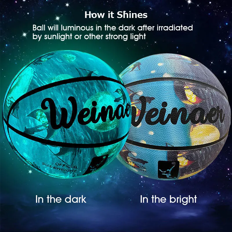 Basketball Balls Glow In The Dark Basketball Regular Size 7# For Night Game