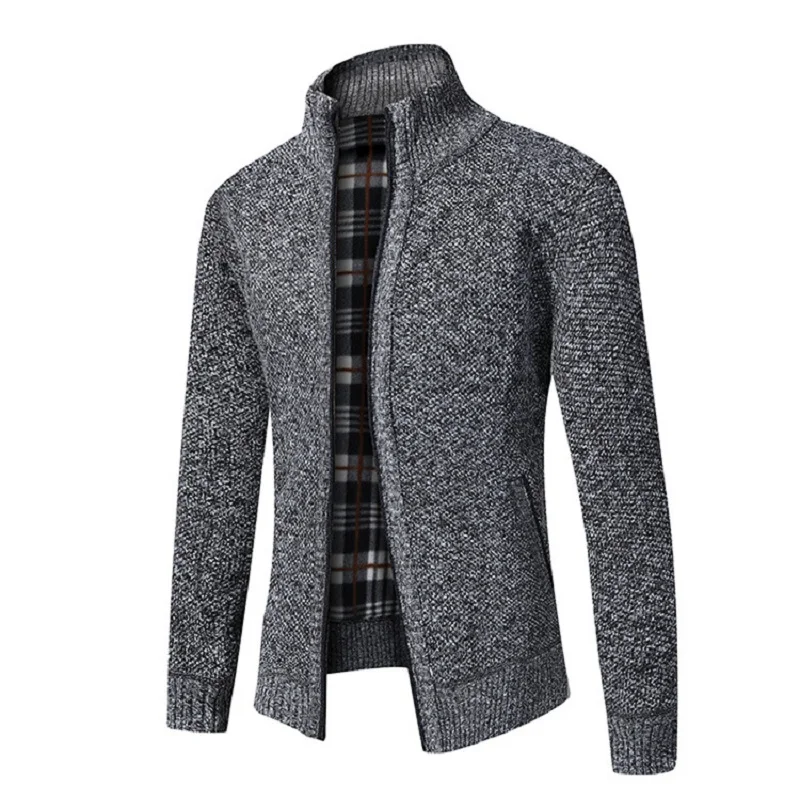 Kb 2021 outono inverno nova jaqueta masculina ajuste fino gola com zíper jaqueta masculina sólido algodão grosso quente jaqueta