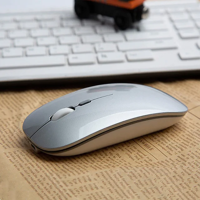 Akumulator bezprzewodowa mysz optyczna cichy przycisk Ultra cienki Mini optyczne ultracienki USB 2.4G myszy na komputer Laptop 6