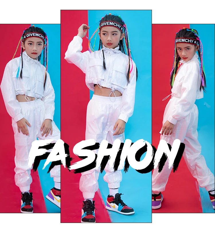 Костюмы в стиле хип-хоп; детская белая одежда для уличных танцев; костюм для выступлений в стиле джаз и барабана; детская современная танцевальная одежда для сцены; DNV12216