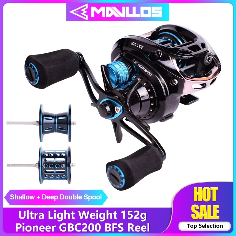Mavllos Pioneer GBC200 152g UltraLight BFS Baitcasting Fishing Reel Left Right Hand Double Metal Spool Fishing Bait Casting Reel