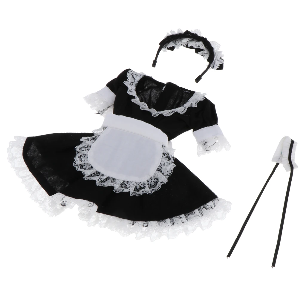 1/4 Scale Fashion Doll Cloth Maid Costume Lolita Dress Halloween Party Costumes for Girl Dolls