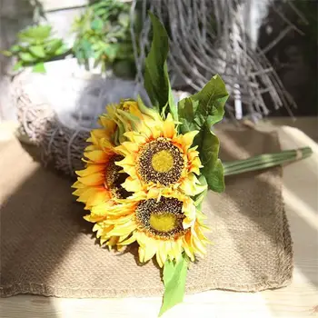 

Wedding Hand Held Silk Flower Imitation Flowers Sunflower Bundle of Artificial Flower Home Decoration Sunflower