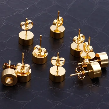 

6Pair/Lot 8MM Stud Earring Components Stainless Steel Jewelry Making Supplies Earring Blank Base Settings For diy Handmade Craft