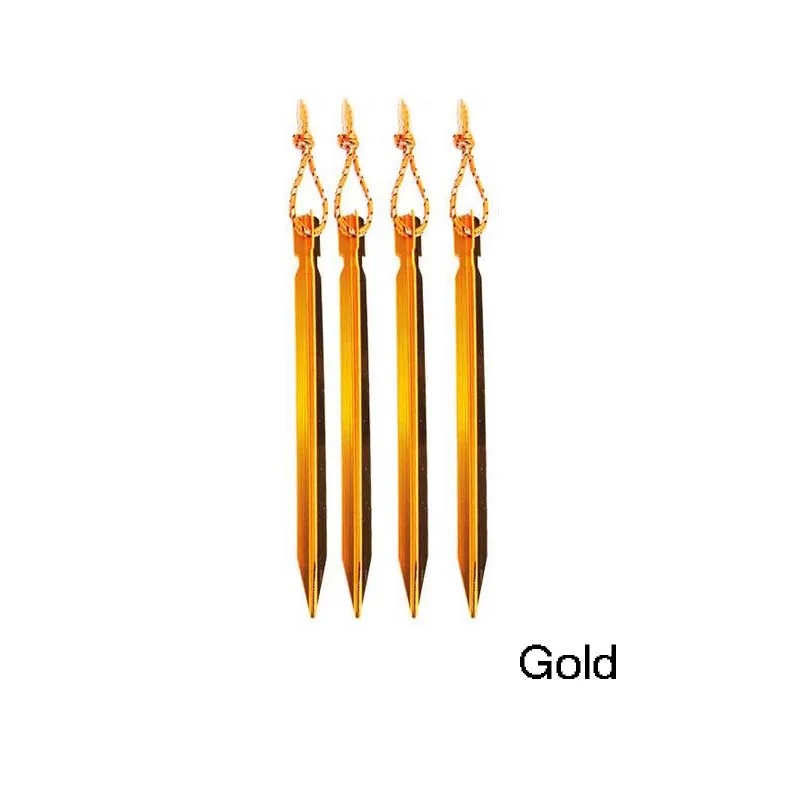 Gold 4 шт./компл. колышки для палатки 18 см Алюминий палатка кол с рефлективные веревки на открытом воздухе колышек для палатки колышек аксессуары палатка для кемпинга Пеший Туризм - Цвет: Gold