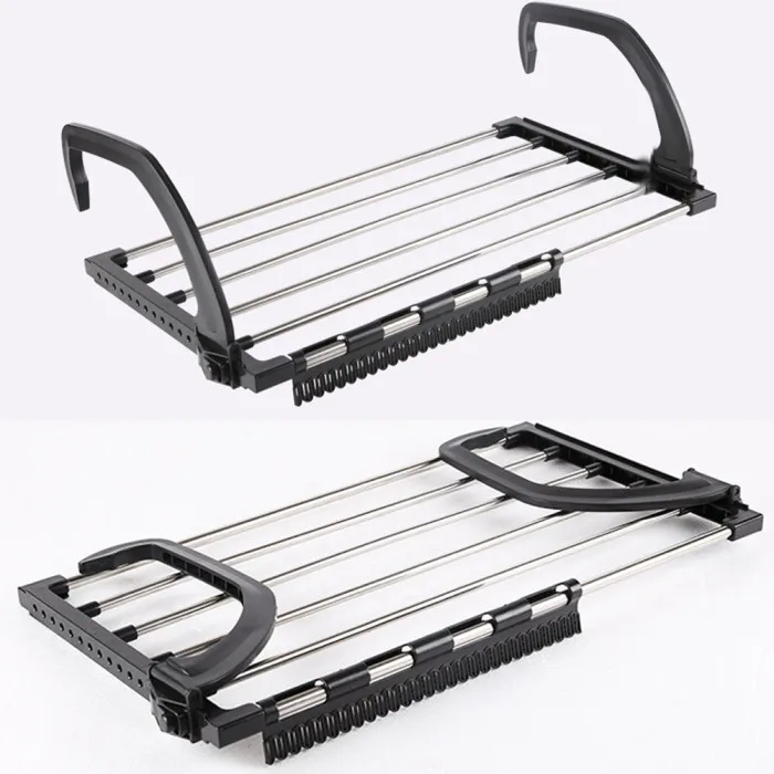 Folding Towel Drying Rack Stainless Steel Clothes Hanging Racks with Clips for Balcony Windowsill TB Sale