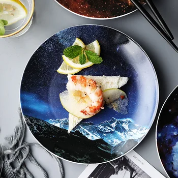 

ins style creative plate home fruit salad tray nordic starry sky ceramic western dish YHJ121407
