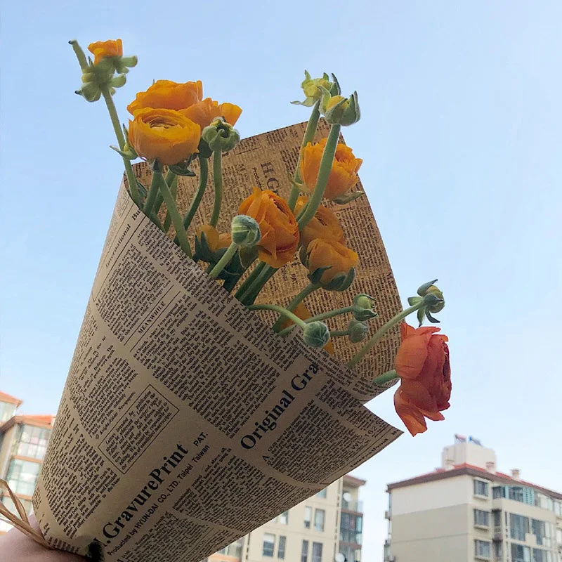 50*70cm 5개/대 크래프트 레트로 래퍼 꽃 포장지 선물 포장지