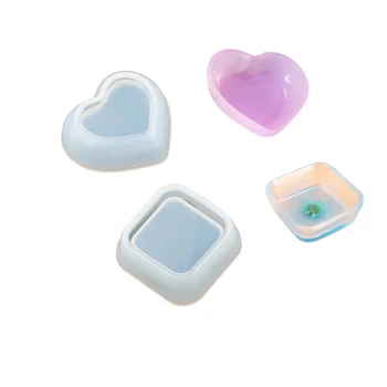 

New Crystal Epoxy Resin Love Heart-shaped Square Dish Silicone Mold DIY Small Bowl Container Home Decoration Crafts