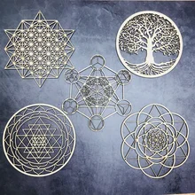 Sign Geometry-Ornaments Sacred Seed-Of-Life-Coaster Wooden Wall-Art Home-Decoration
