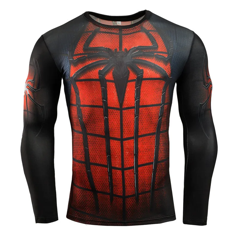 Супермен Каратель Рашгард беговая рубашка мужская футболка с длинным рукавом компрессионная рубашка футболка для фитнеса спортивная мужская рубашка