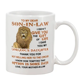 

To My Dear Son-In-Law Mug Letter and Pattern Printed Mug Dishwasher and Microwave Safe Cup E2S