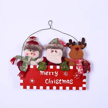 

Wood Christmas Decor Wall Santa Claus Snowman Elk Door Hanging Signs Door Plate Door Hanger Doll Window Party Decoration