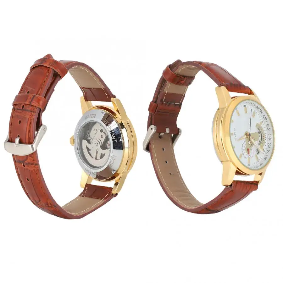Men Automatic Mechanical Watches Waterproof Calendar PU Leather Strap Male Wristwatch Mechanical Watch Gift Watches for Men