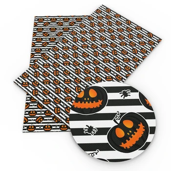 

20*34cm Halloween Skull Printed Faux Leather Sheets in Crafts Synthetic Leather for Bows DIY Handmade Materials,1Yc11394