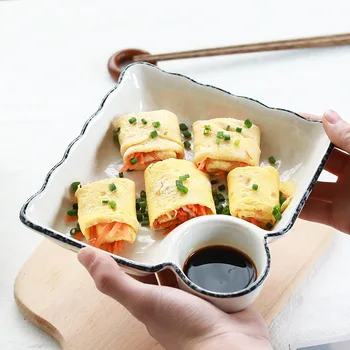 

Dumpling Household With Sauce Ceramica Dish Plate Creative Japanese Tableware Rectangular Ceramic Dish Dinner Plates Dinnerware