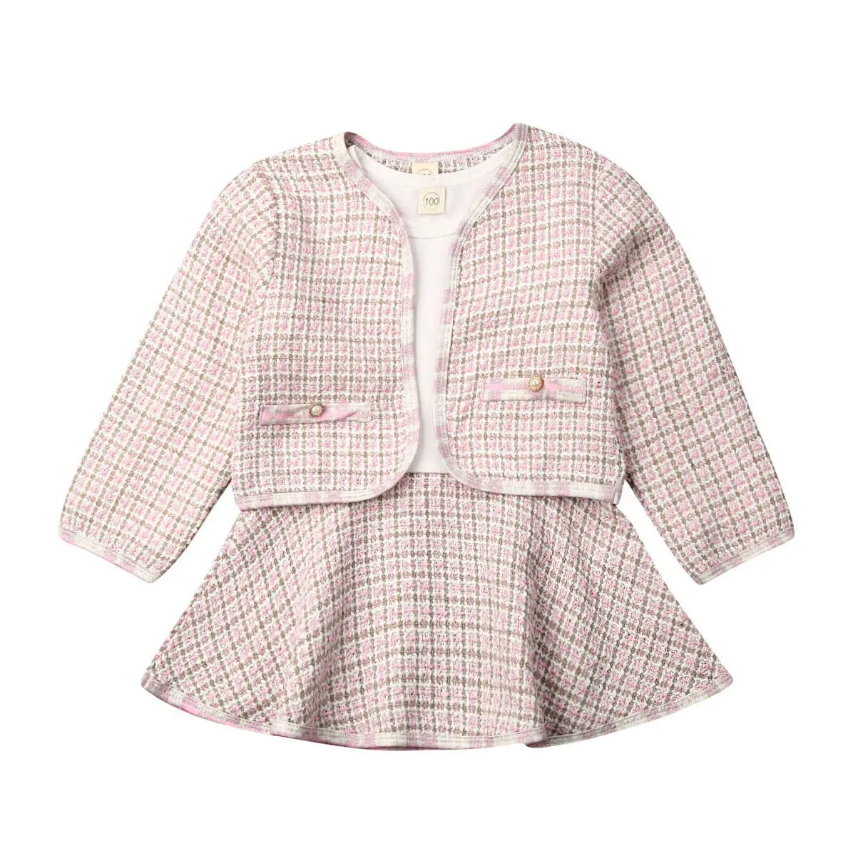 Нарядное платье для маленьких девочек с пальто, верхняя одежда, комплект из 2 предметов, осенне-зимний модный детский комплект одежды для девочек - Цвет: 3