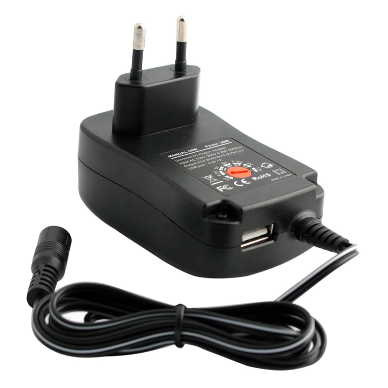 Adjustable Power Adapter 3V 4.5V 5V 6V 7.5V 9V 12V 2A 2.5A Universal Switching Power Supply AC DC Adapter For Led Strip Lamp 30W