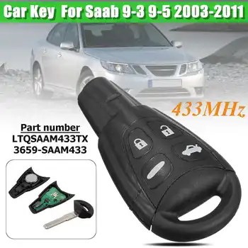 

4 buttons Uncut Keyless Entry Remote Car Key Fob Control with PCF7946 D46 Chip 433MHZ For Saab 9-3 9-5 2003-2011 LTQSAAM433TX