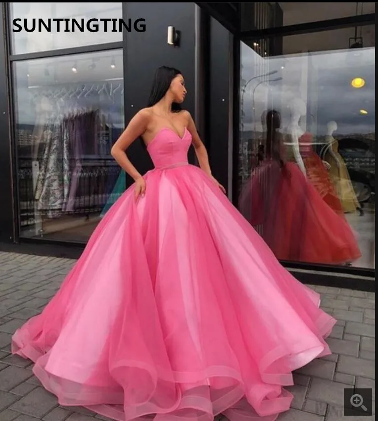 

New Ball Gown Princess sweet 16 Prom Dresses Scoop Puffy vestidos de Festa Long Prom Gown Teens Formal Party Dresses Custom Made