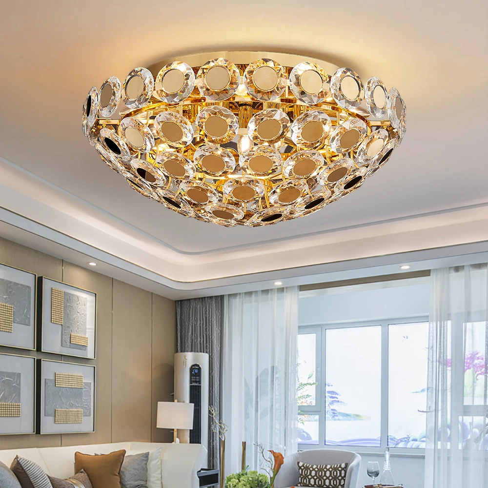 

Round Luxury Crystal Chandelier Creative Design Lighting Glamorous Hanging Lamp for Living Room Bedroom Modern Room