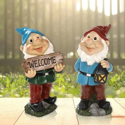 Funny Resin Garden Gnome Statue Cartoon Naughty Dwarfs Figurines Small Sculptures Creative Decoration For Lawn Garden