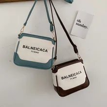 Холщовая Сумка в повседневном стиле, женская сумка, стиль, модный корейский стиль, контрастный цвет, универсальная сумка на плечо, квадратный слинг, модная сумка Sho