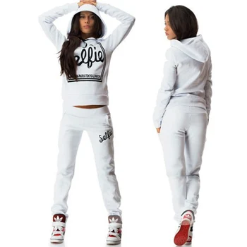 

5291 # Small Box Printed Letter Sports Set Hooded Sweater WOMEN'S Suit 2020 New
