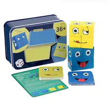 Bloc d'expressions en bois, Puzzle éducatif, jouet Montessori pour enfants d'âge préscolaire de 3 ans et plus, changement de visage