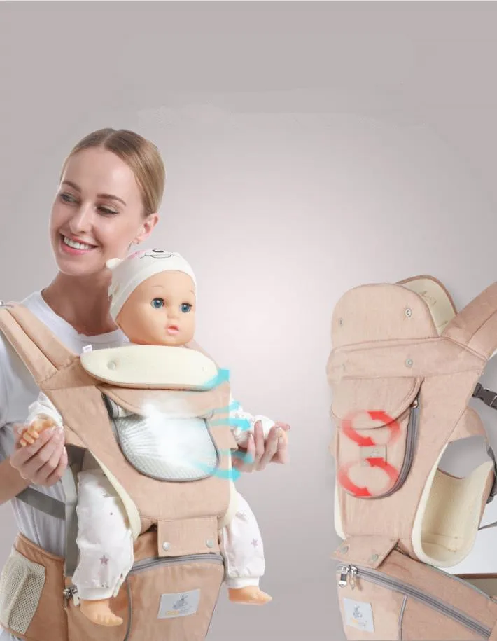 Breathable Baby Carrier Infant Baby Hipseat Sling Front Facing Kangaroo Ergonomic Baby Wrap Carrier Backpack for All Seasons