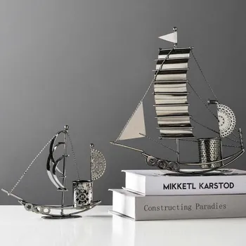 

Creative Desktop Decoration Ornament Iron Sailing Boat Model Home Decoration Crafts Office Study Room Decoration Pen Holder Gift