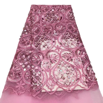 

New arrival women dress fabric ADP79 wonderful pattern with kinds of colorful sequins good quality African Tulle Lace Fabric