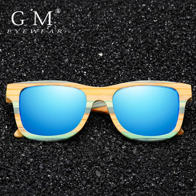 US $9.99 GM Skateboard Wood Bamboo Sunglasses Polarized for Women Mens New Brand Designer Wooden Sun Glasses