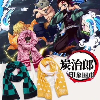 

Demon Slayer: Kimetsu no Yaiba Kamado Nezuko Tanjirou Cosplay Winter Warm Neckerchief Cotton Student Scarf Men Women Xmas Gifts