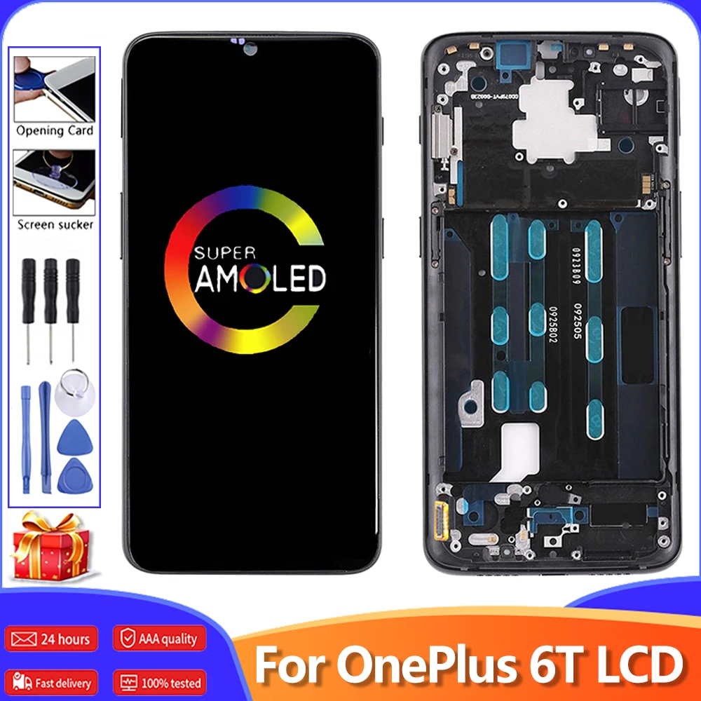 6 41 &quotОригинальный ЖК дисплей для OnePlus 6T 1 + в сборе сменный 6T|Экраны мобильных