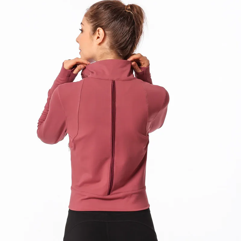 

2018 Autumn And Winter Stand Collar Slim Fit Fitness Suit Casual Running Tops Zipper Jacket Yoga Clothes Sports Jackets Women's