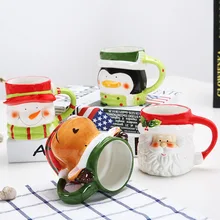 Taza de Navidad con dibujos animados para niña, taza de té de cerámica, bebida, enviar a amigos, taza de café, leche, regalo de Navidad, taza para pareja