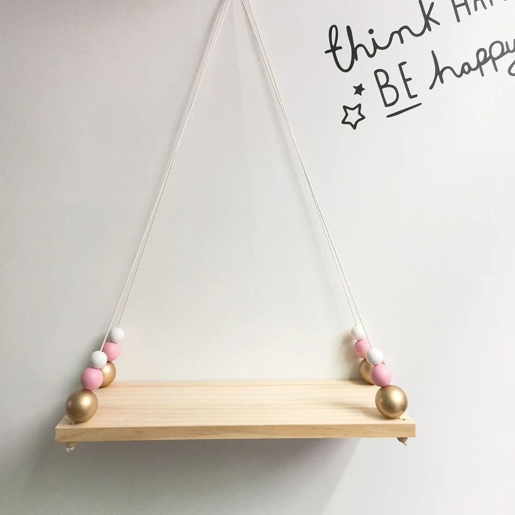 Wall Hanging Decoration Rack Wooden Board Beads Tassel Storage Shelf Holder Bedroom Wedding Backdrop Home Wall Hanging Decor