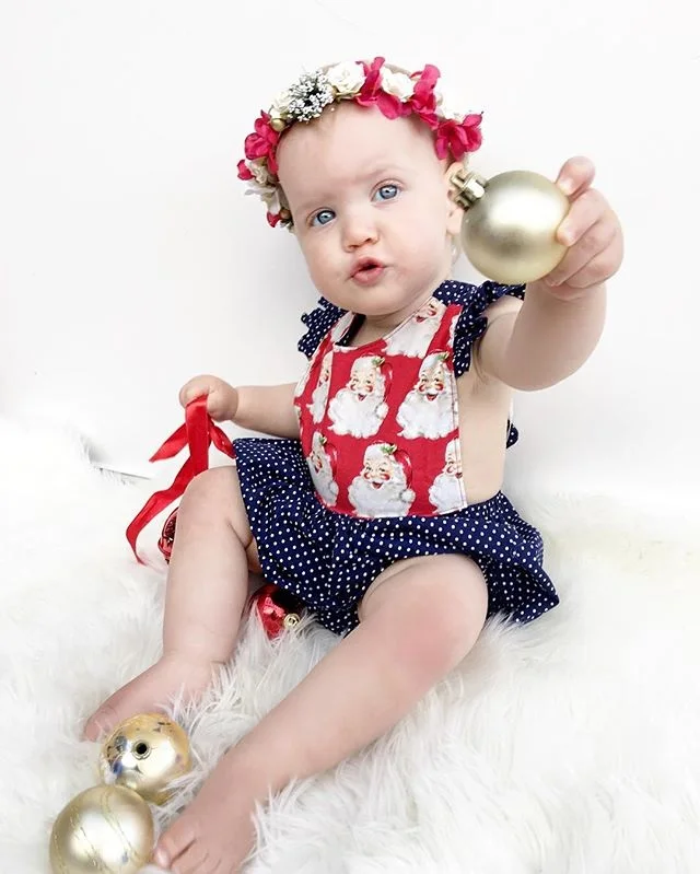 New Style Christmas Newborn Baby Girls Clothes Floral Cotton Sleeveless Romper Jumpsuit Outfit Baby Clothing