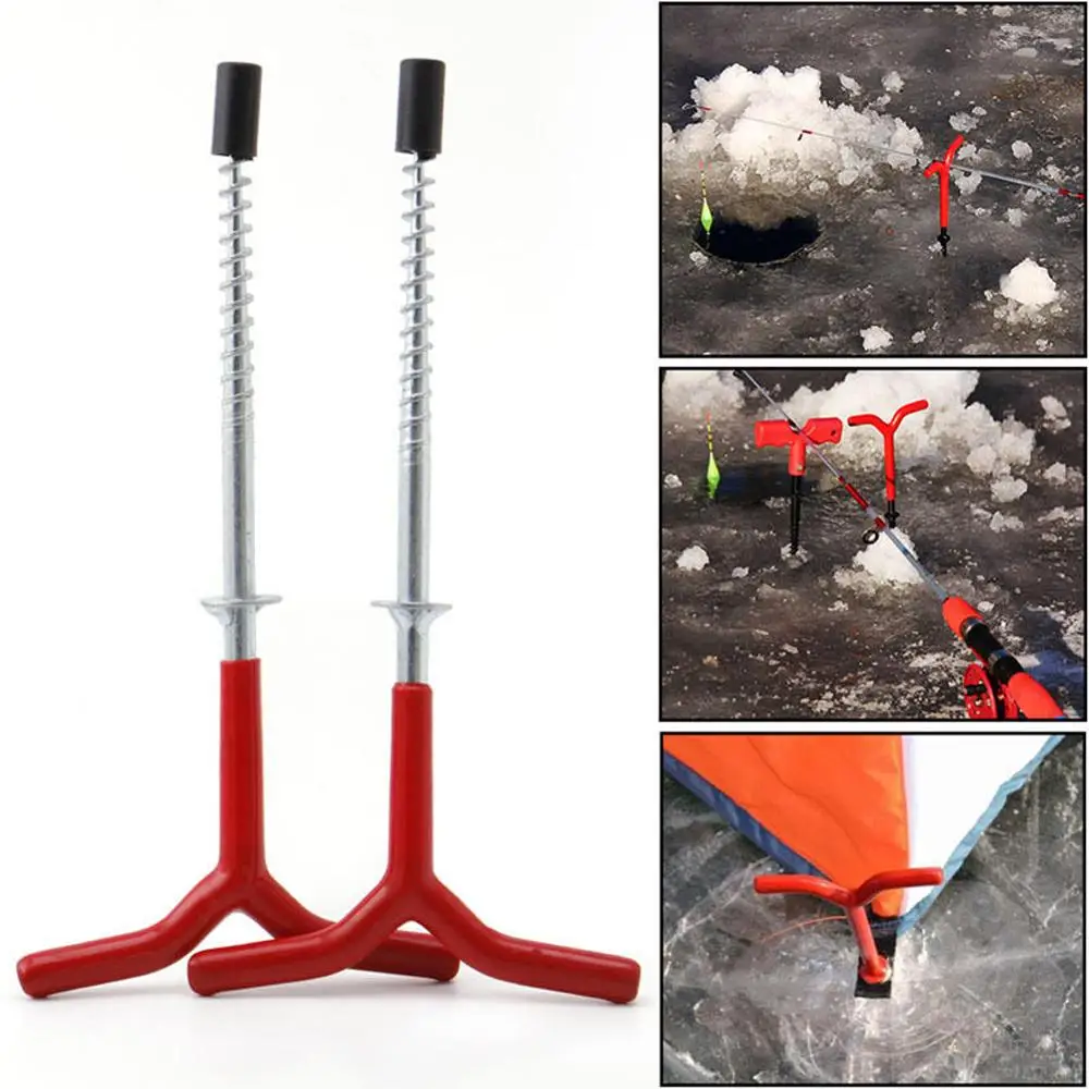 

2PCS Tent Pegs Spiral Rod Fixed Ice Drill Auger Holder Fishing Tackle Accessory 40DC23