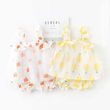 

2020 Summer Baby Girl Infants Sets Fruit Print Sling Vest and Shorts