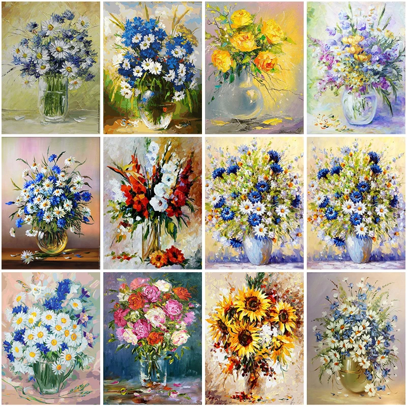 

DIY 5D Diamond Painting Flower Bottle Diamond Embroidery Scenery Cross Stitch Full Round Drill Mosaic Manual Art Gift Home Decor