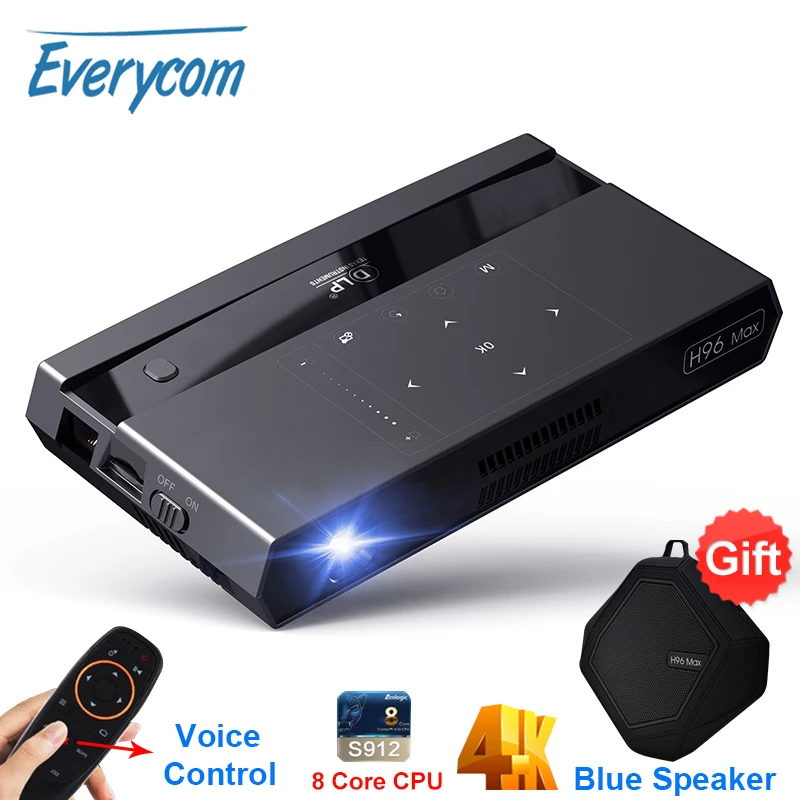 Бренд Мини проектор Everycom H96 Max DLP Поддержка 4K Wifi Android Голосовое управление Смарт