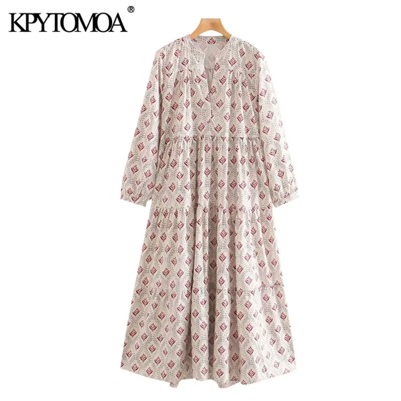 KPYTOMOA Women 2020 Chic Fashion Printed Pleated Midi Dress Vintage V Neck Long Sleeve Female Dresses Vestidos Mujer KPYTOMOA Women 2020 Chic Fashion Printed Pleated Midi Dress Vintage V Neck Long Sleeve Female Dresses Vestidos Mujer